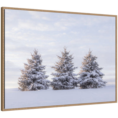 Sylvie Beaded Snowy Pine Trees Framed Canvas