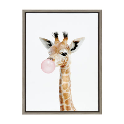 Sylvie Bubble Gum Giraffe Framed Canvas by Amy Peterson Art Studio by kateandlaurel - product image 13 for Resin Society