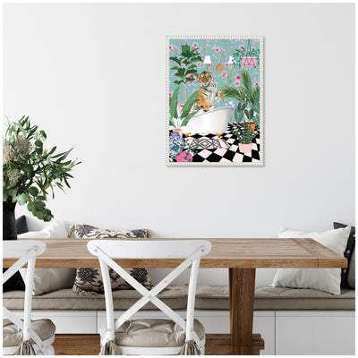 Sylvie Beaded Maximalist Tiger Bath Framed Canvas by Honey Island Studio