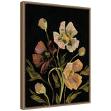 Sylvie Moody Floral 5 framed canvas art by Annie Quigley featuring moody floral design in a vintage beaded frame
