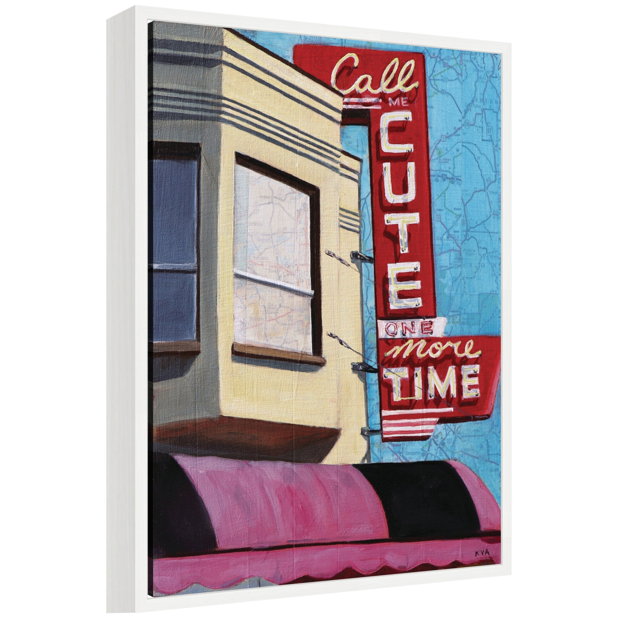 Call Me Cute framed canvas wall art print by Krista V.
Allenstein in Sylvie white frame