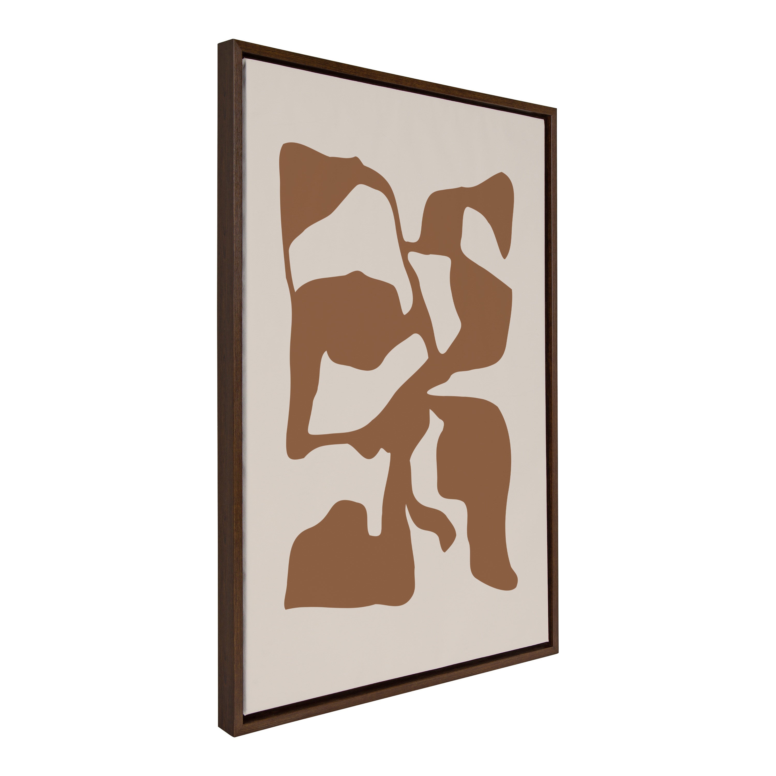 Framed canvas art depicting distorted abstract shapes in shades of brown and tan by The Creative Bunch Studio