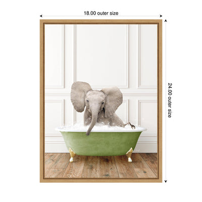 Sylvie Baby Elephant 4 in Transitional Bathtub Framed Canvas by Amy Peterson