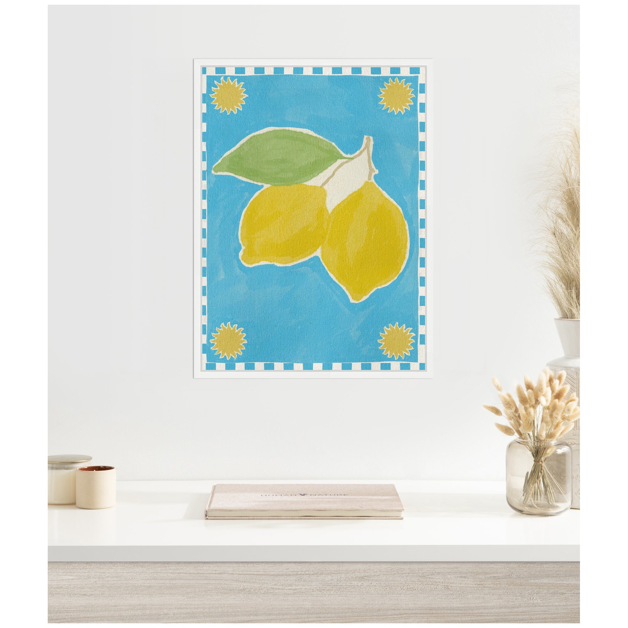 Sylvie Lush Duo 2 Lemon Framed Canvas by Shatha Al Dafai