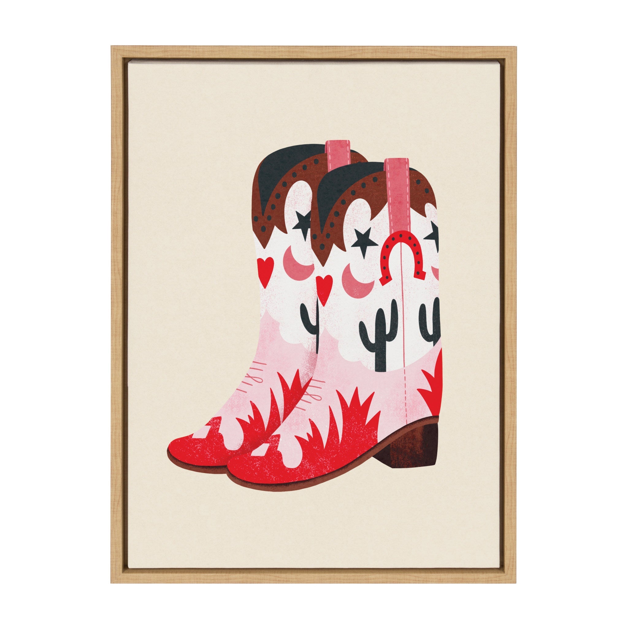 Sylvie Cowgirl Boots Framed Canvas by Tània García
