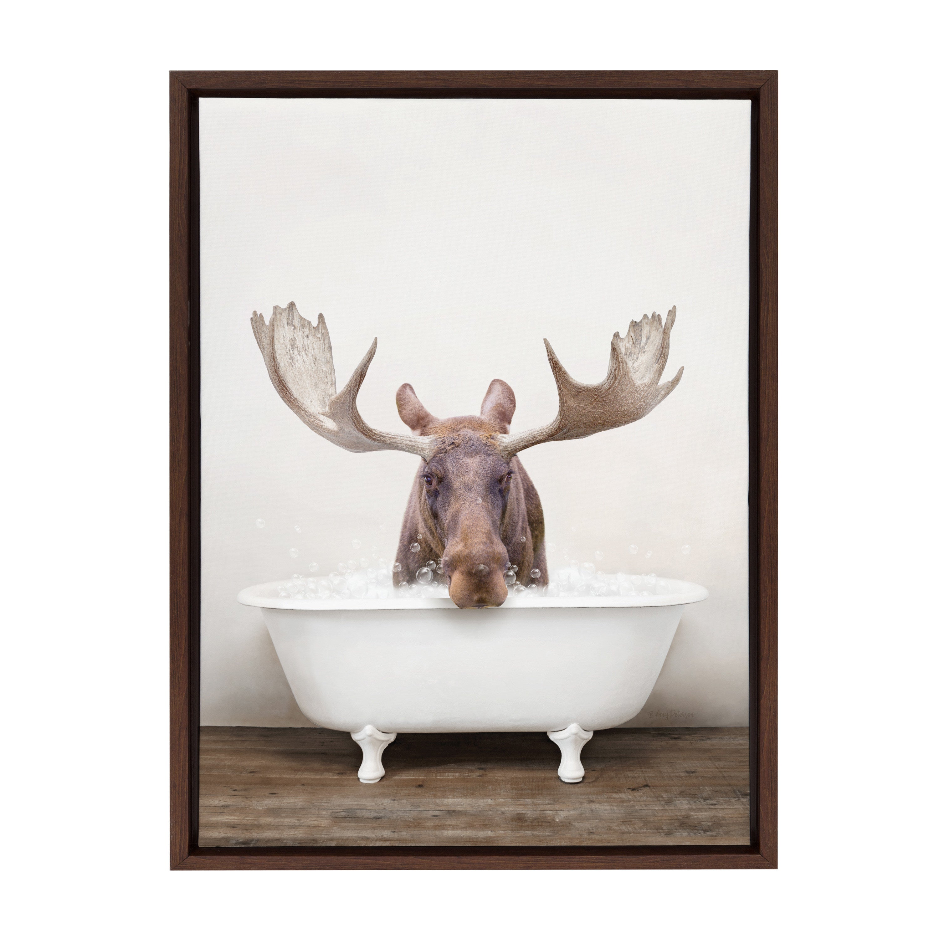 Sylvie Moose Rustic Bubble Bath Framed Canvas by kateandlaurel - product image 8 for Resin Society