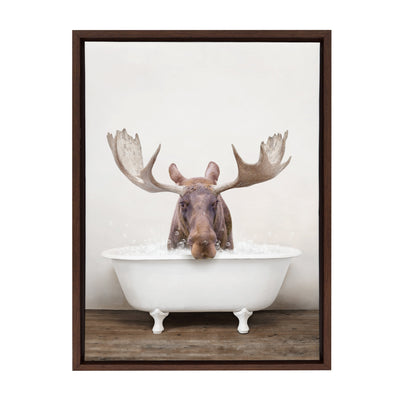 Sylvie Moose Rustic Bubble Bath Framed Canvas by kateandlaurel - product image 8 for Resin Society