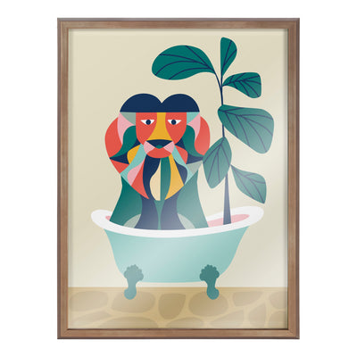 Blake Mid Century Modern Lion in Bathtub Framed Printed Glass by kateandlaurel - product image 20 for Resin Society