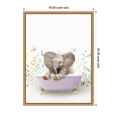 Sylvie Baby Elephant 6 in Spring Bathtub Framed Canvas by Amy Peterson