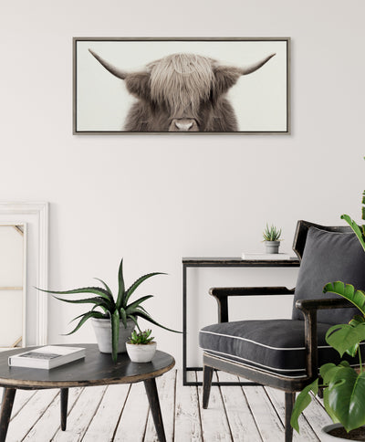 Sylvie Hey Dude Highland Cow Color Framed Canvas by The Creative Bunch