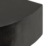 Close-up of a thick, dark wood surface with smooth, rounded edges and subtle wood grain texture showing on the side and top.