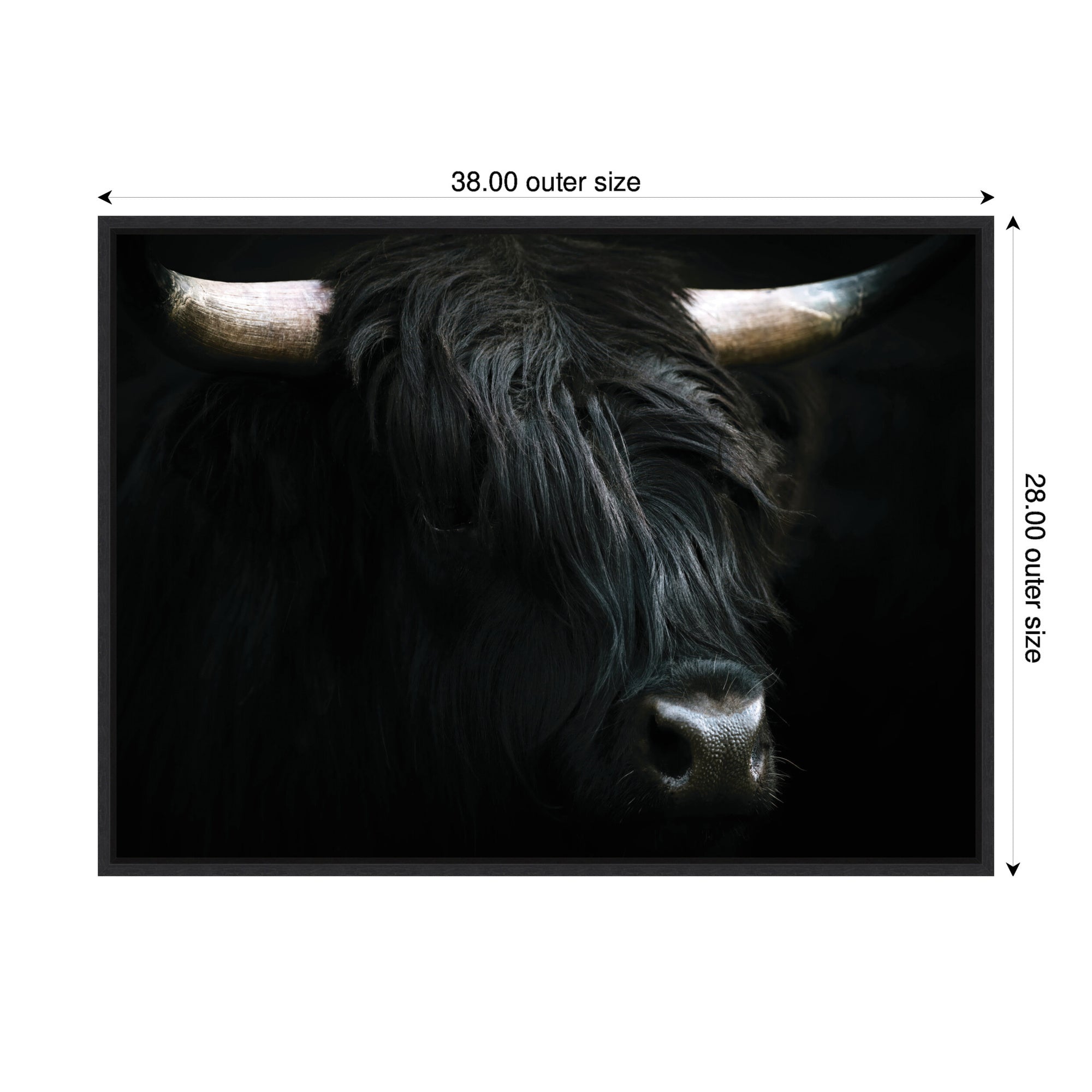 Sylvie Minimalist Black Highland Cow Framed Canvas by Michael Schauer