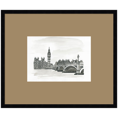 Postcard London by Teju Reval Framed Wall Art Print Matted by kateandlaurel