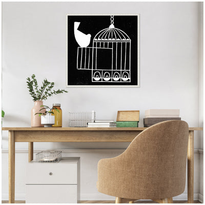 Sylvie Vivere 2 To be Free Bird Linocut Framed Canvas by Giuliana Lazzerini