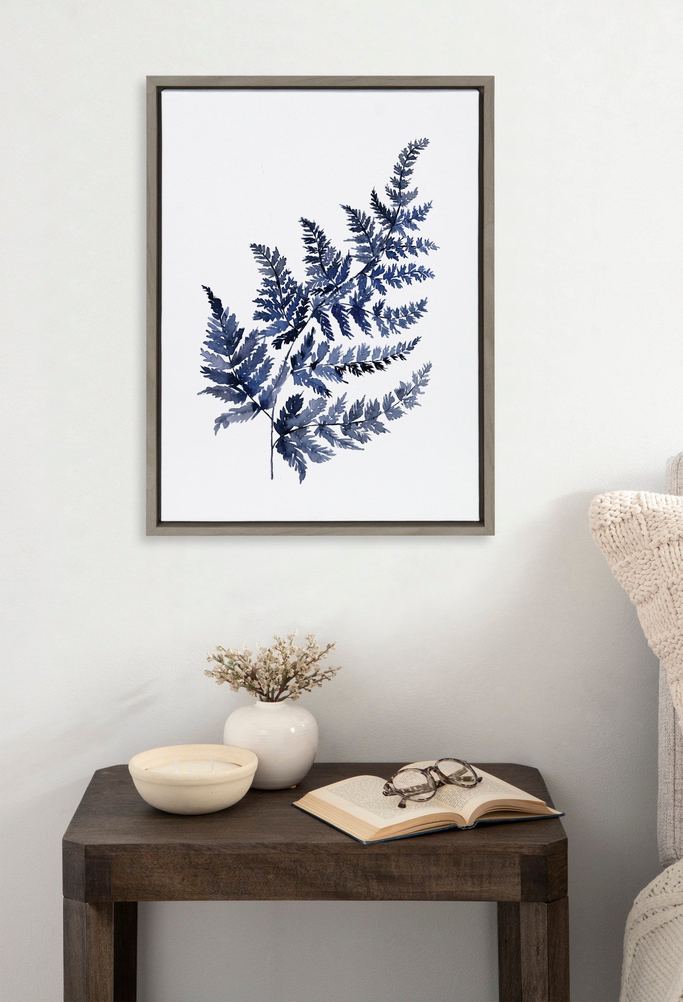 Sylvie Botanical Fern Indigo Framed Canvas by kateandlaurel - product image 5 for Resin Society