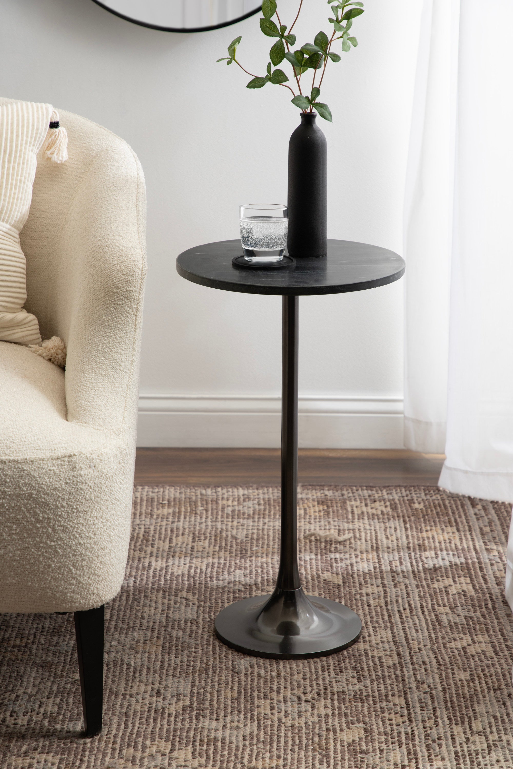 Baronet Round Marble and Metal Table