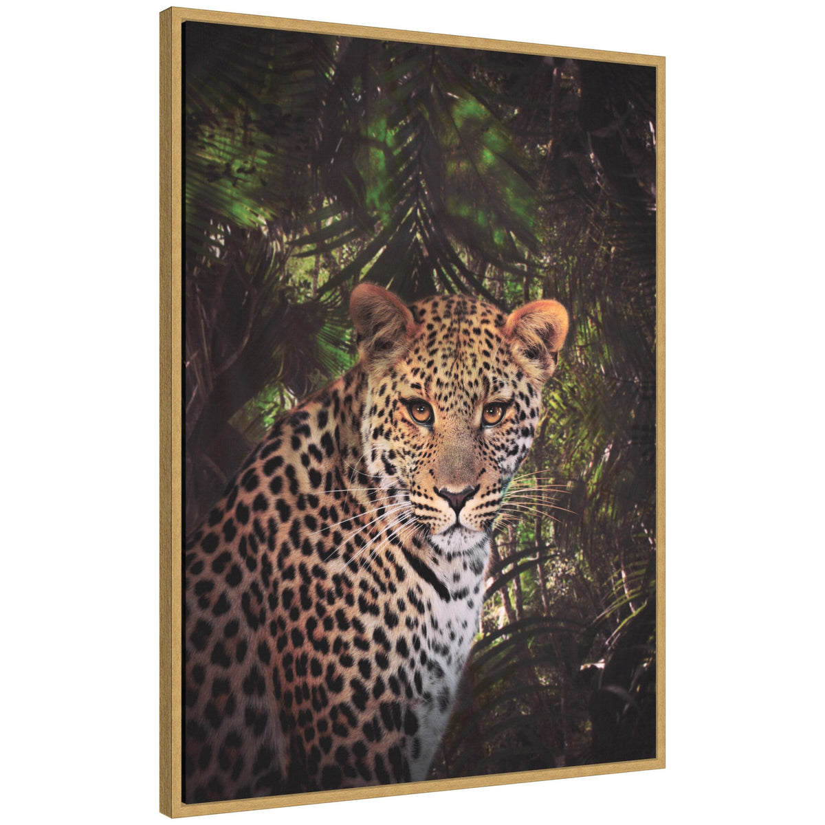 Sylvie Moody Leopard In The Rainforest Color Framed Canvas by Simon Te of Tai Prints