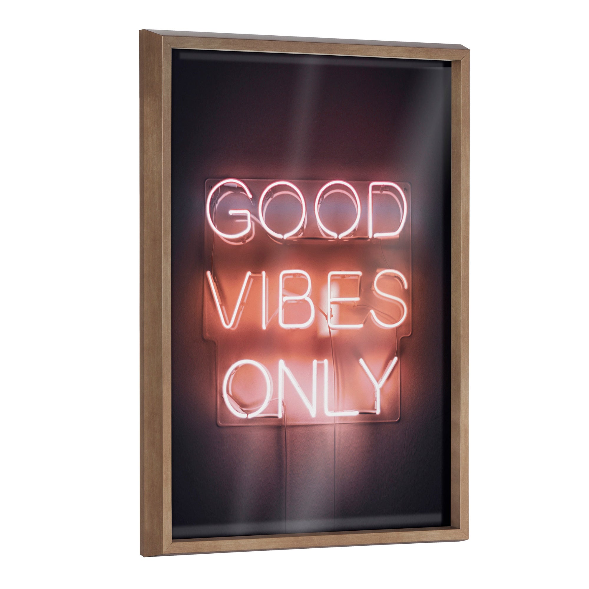 Blake Good Vibes Only Neon Sign Framed Printed Glass by The Creative by kateandlaurel - main product image for Resin Society