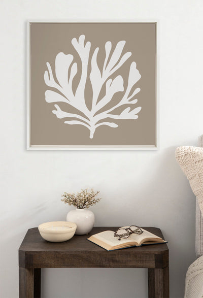 Sylvie Sophisticated Neutral Coral Tan Framed Canvas by kateandlaurel - product image 5 for Resin Society