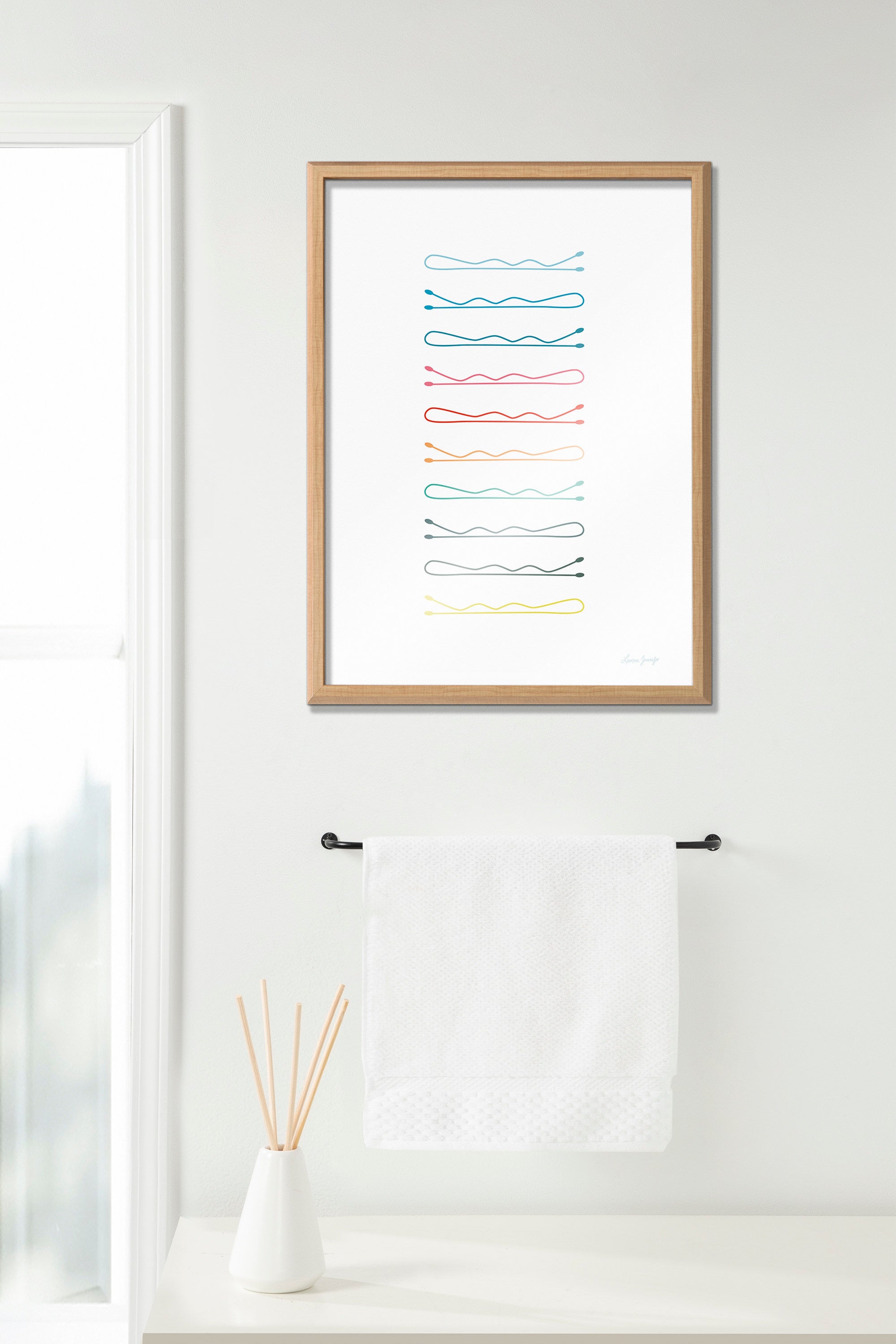 Blake Colorful Bobby Pins Framed Printed Glass by Leonora Jennifer by kateandlaurel - product image 5 for Resin Society