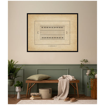 Vintage Sports Football Field Diagram Horizontal by The Creative Bunch Studio Framed Wall Art Print