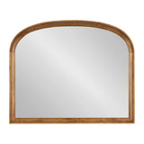 Wall mirror with an arched top and rectangular bottom, framed in smooth light brown wood with rounded corners and a clean, minimalist design.