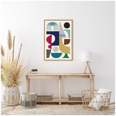 Sylvie MCM Retro Abstract Pattern Rainbow Framed Canvas by kateandlaurel - product image 6 for Resin Society