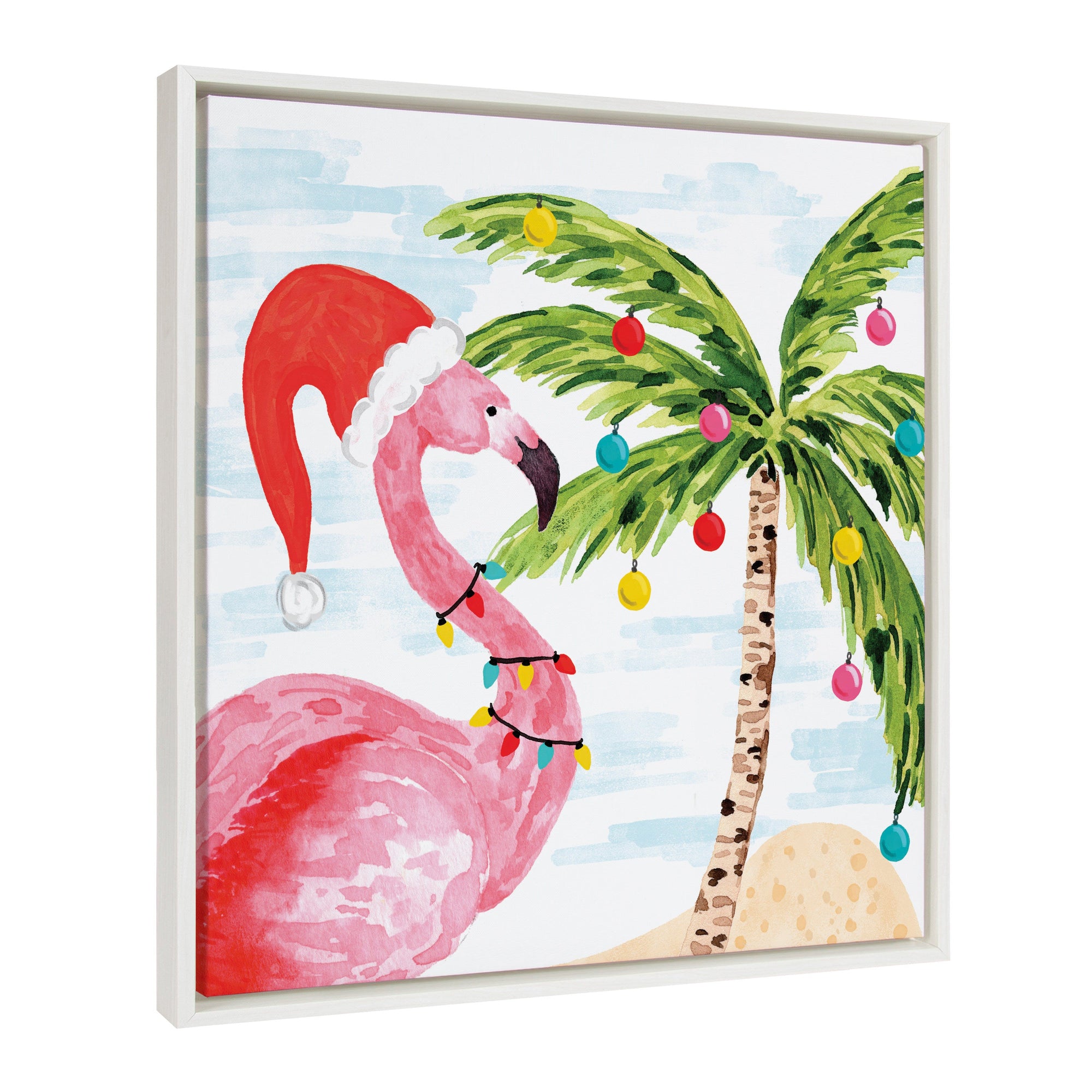Sylvie Holiday Flamingo Framed Canvas by kateandlaurel - main product image for Resin Society