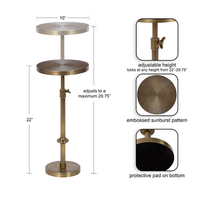 Engles Adjustable Embossed Metal Table and Plant Stand
