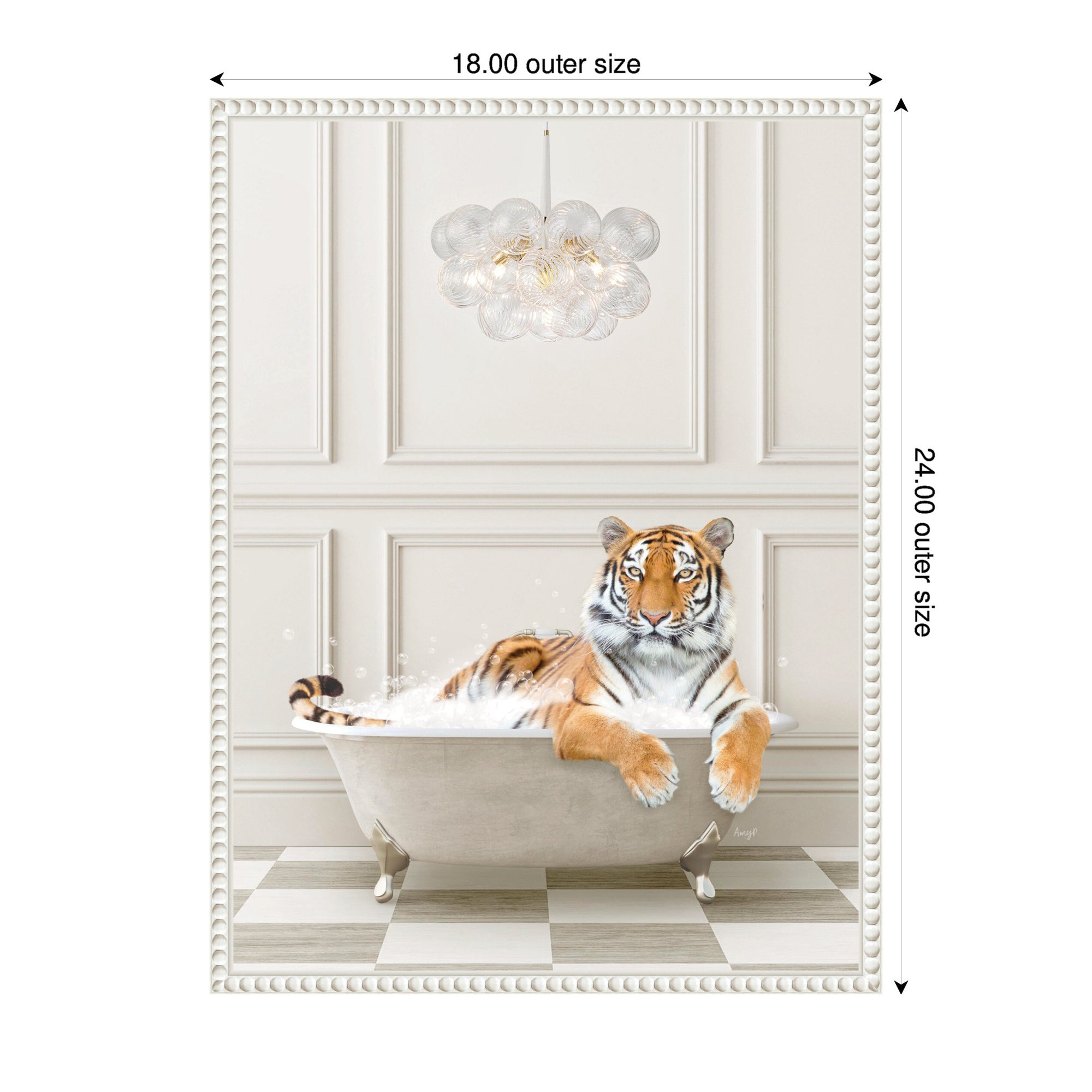Sylvie Tiger Traditional Chandelier Bath Framed Canvas by Amy Peterson