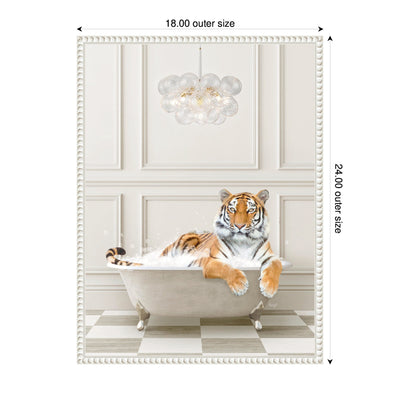 Sylvie Tiger Traditional Chandelier Bath Framed Canvas by Amy Peterson