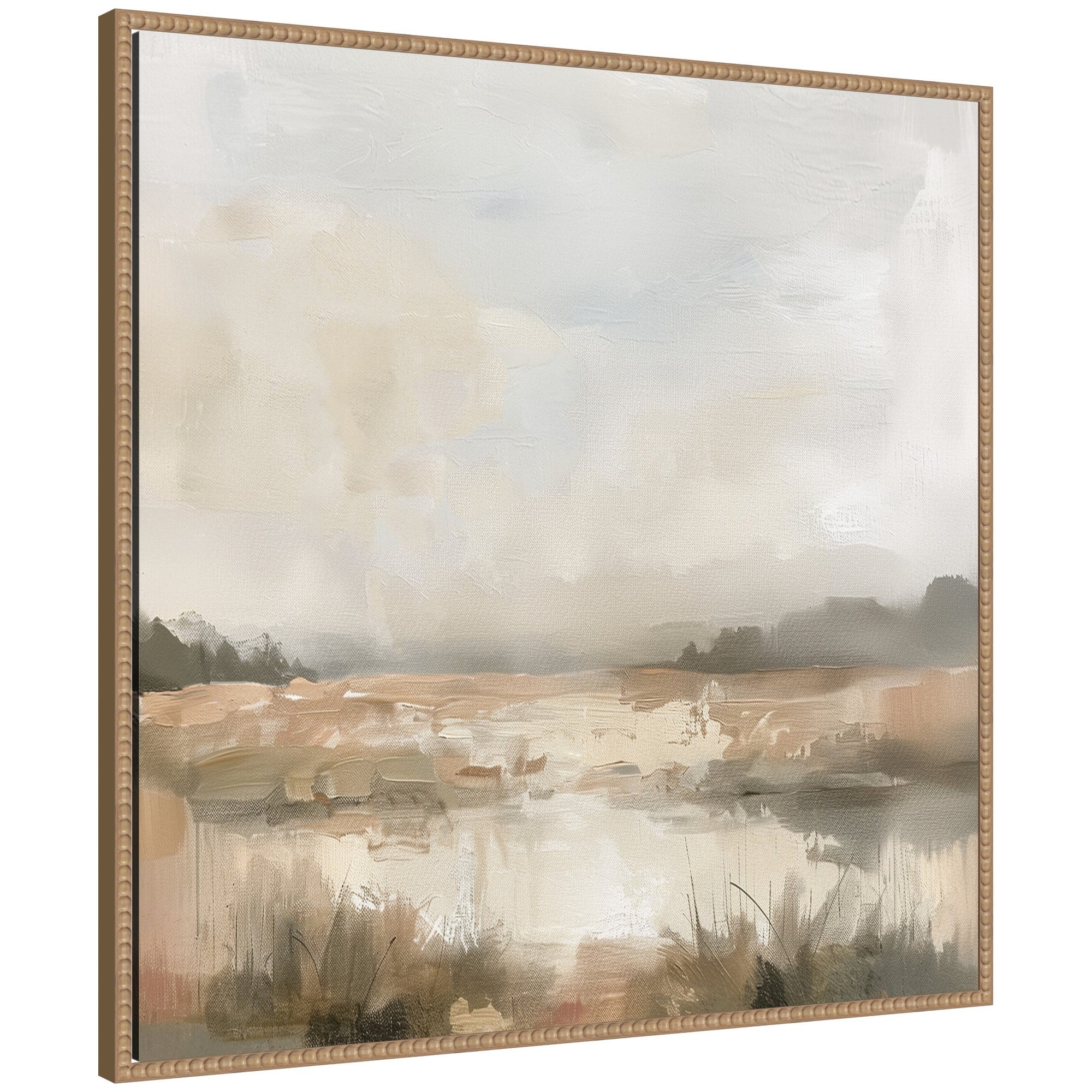 Neutral Abstract Landscape by The Creative Bunch Studio Framed Canvas Wall Art Print