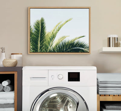 Sylvie Tropical Palm Under Blue Sky Framed Canvas