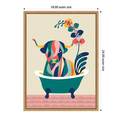 Sylvie MCM Cow in Bathtub Framed Canvas by Rachel Lee