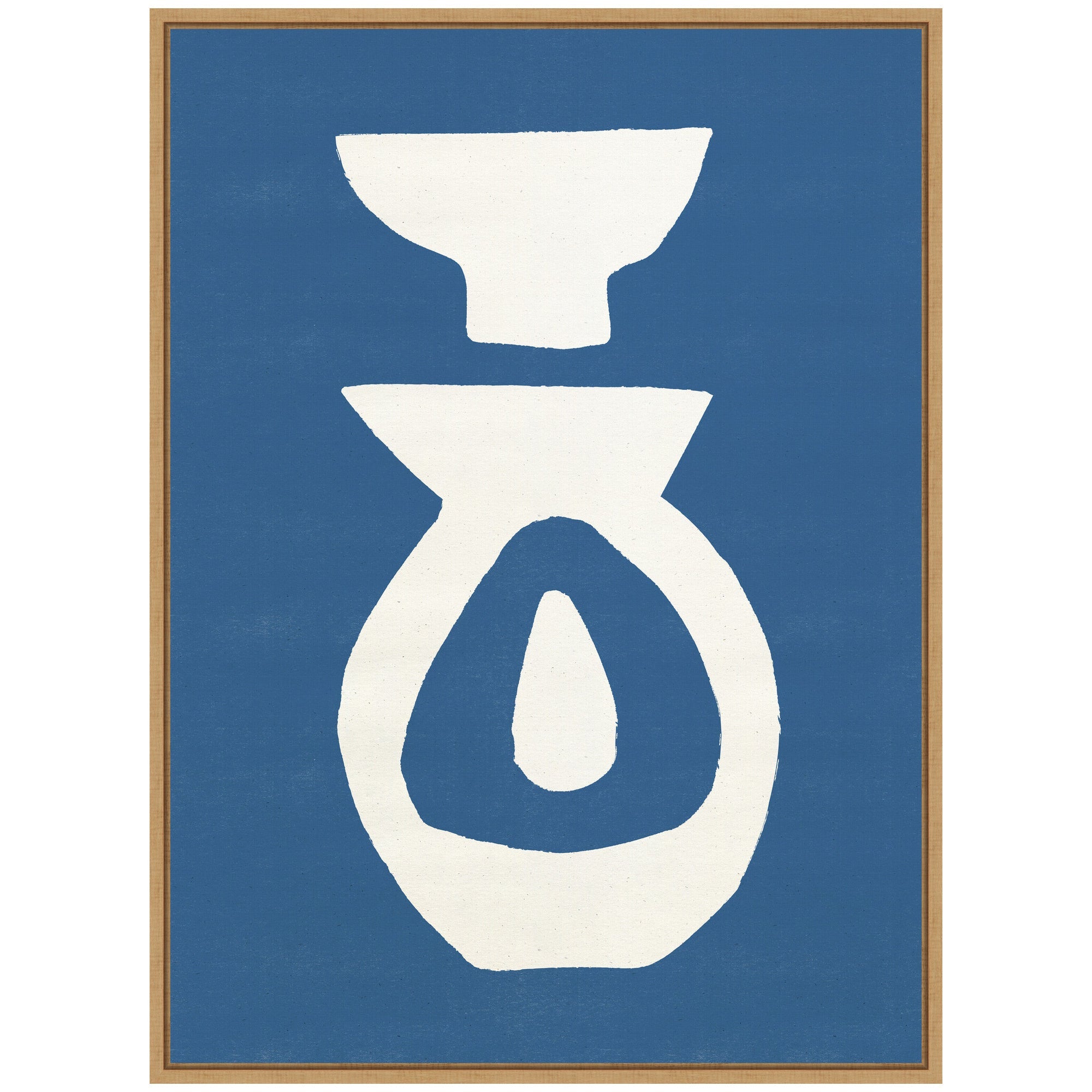 Sylvie Ceramic Blue Beige 1 Framed Canvas by Rocket Jack