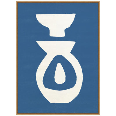 Sylvie Ceramic Blue Beige 1 Framed Canvas by Rocket Jack