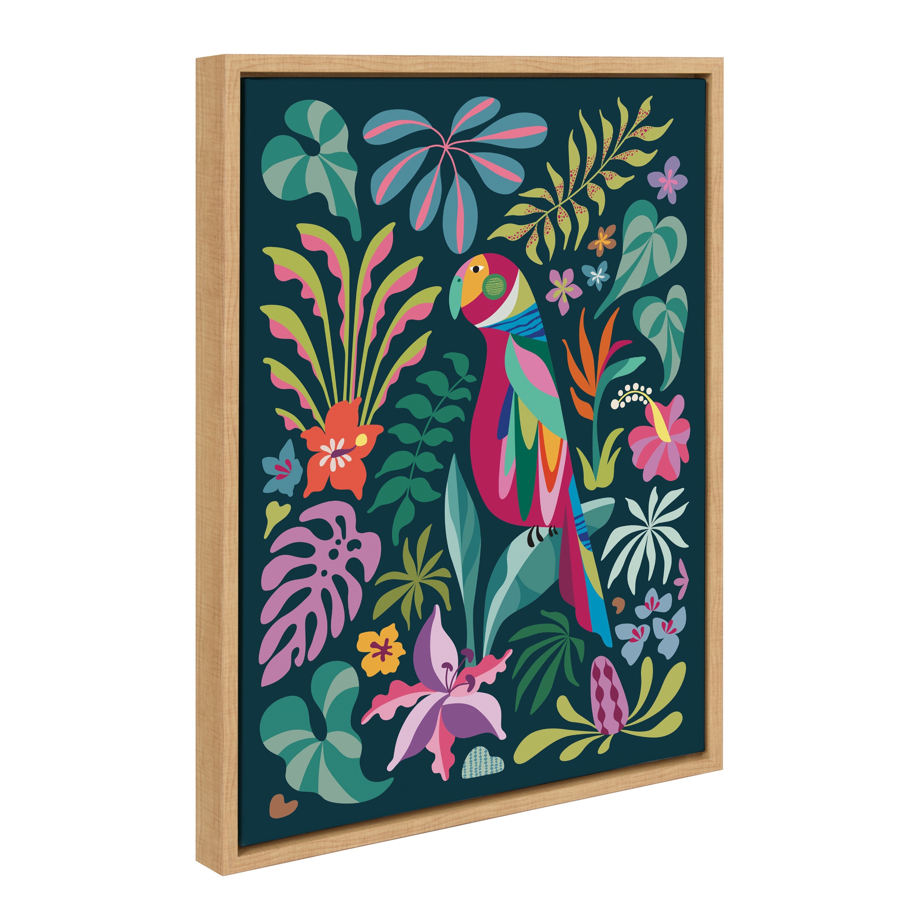 Sylvie Tropical Parrot Framed Canvas by Rachel Lee