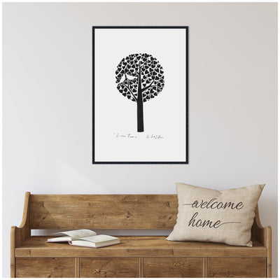 Sylvie Black and White Love Tree Linocut Framed Canvas by Giuliana Lazzerini