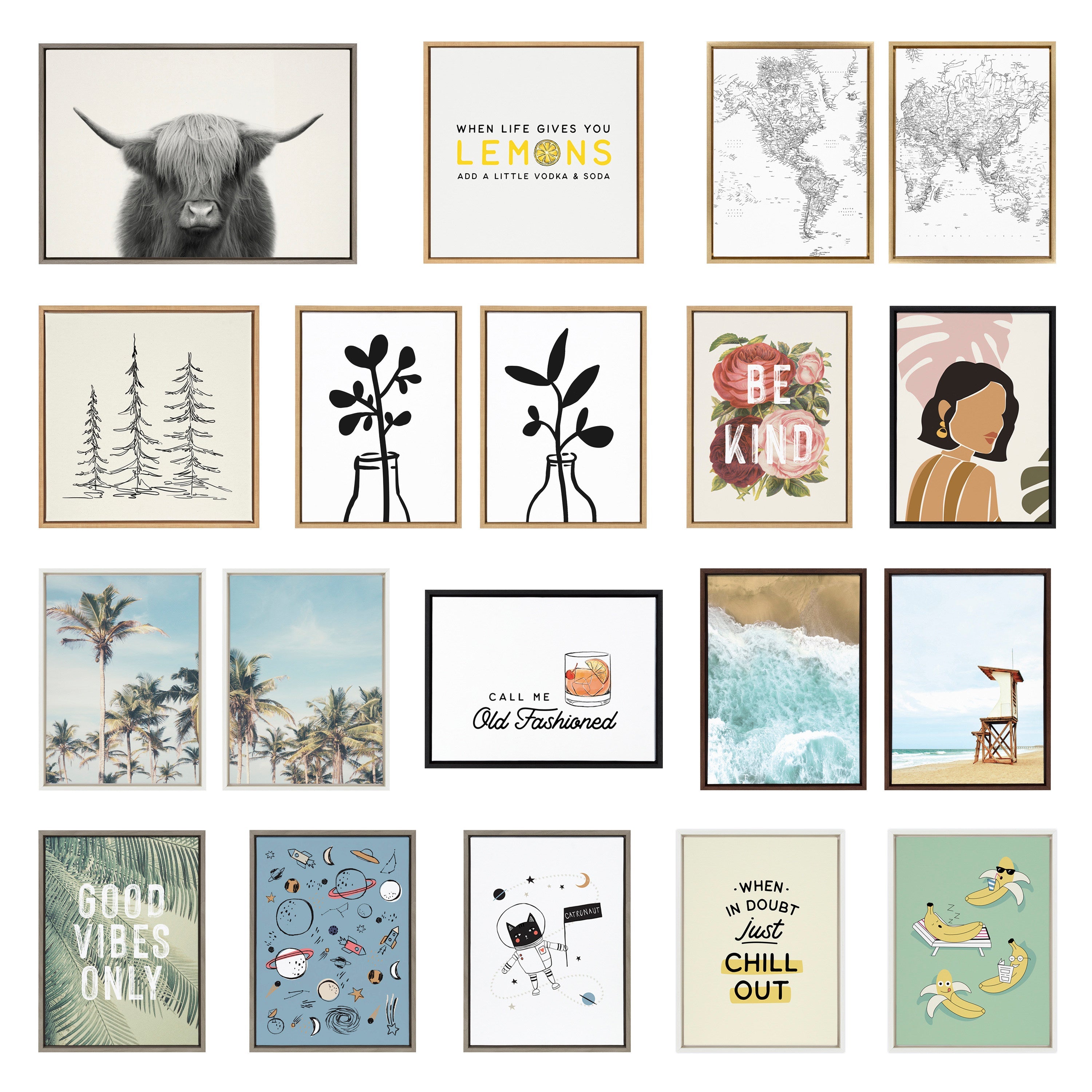 Sylvie Hey Dude Highland Cow Framed Canvas by The Creative Bunch Studio