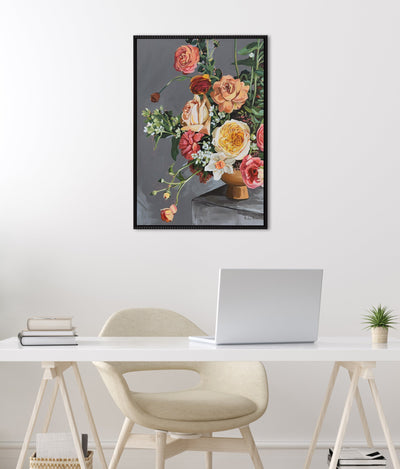 Sylvie Beaded Floral Emergence Framed Canvas by Mackenzie Nelson