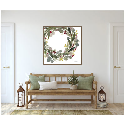 Sylvie Framed Canvas Loose Christmas Wreath by Patricia Shaw