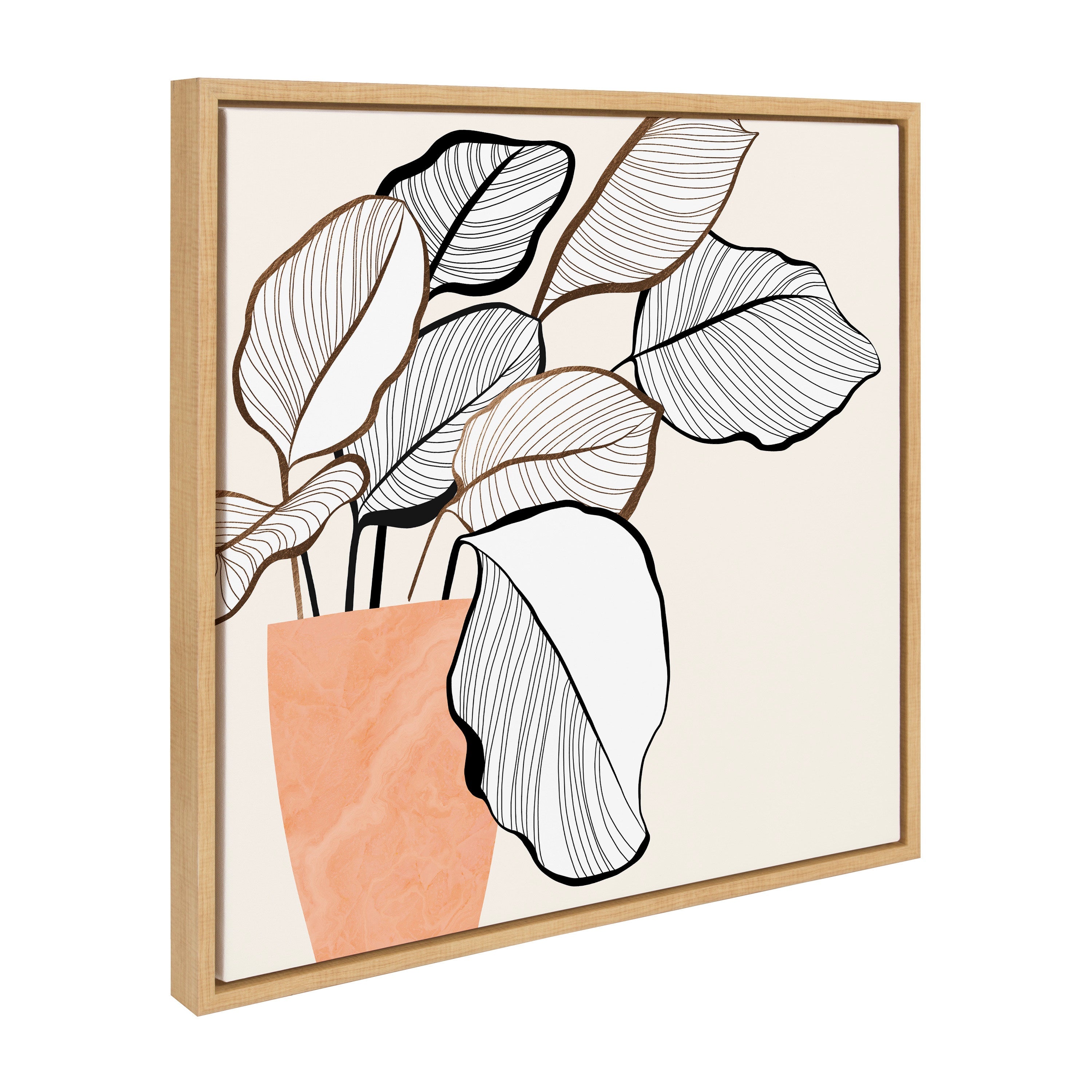 Sylvie Botanical Calathea 4 Framed Canvas by kateandlaurel - product image 2 for Resin Society
