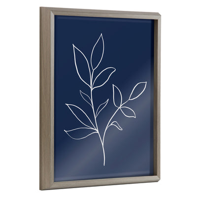 Blake Modern Blue Botanical Line Sketch Print 2 Framed Printed Glass by