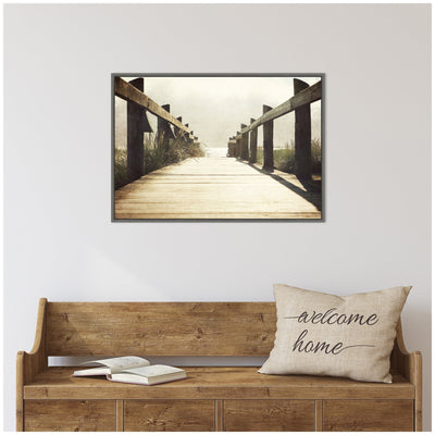 Sylvie Cannon Beach Wood Walkway Framed Canvas by Saint and Sailor Studios