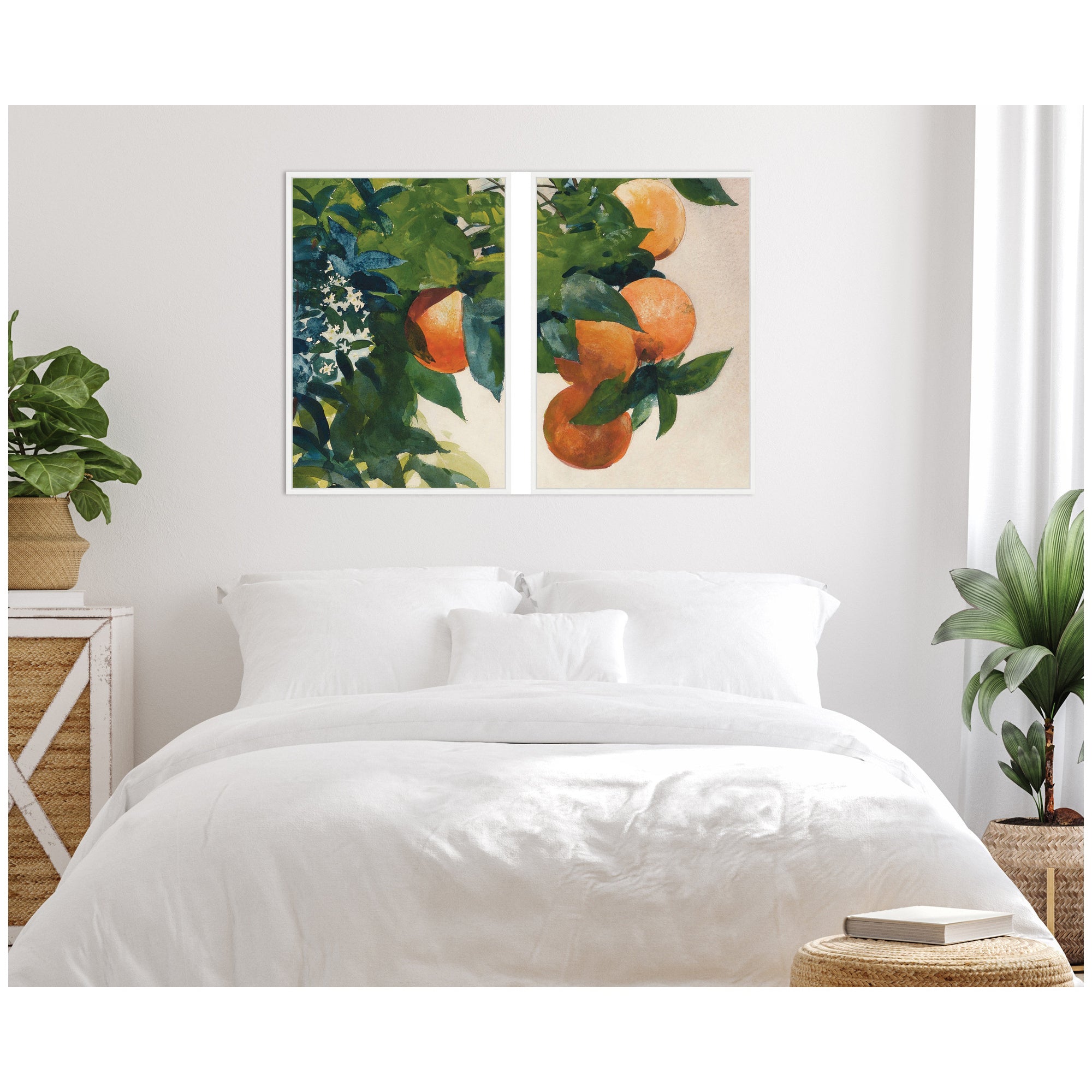 Oranges on a Branch 2 Piece Framed Canvas Wall Art Set by Nostalgia Prints