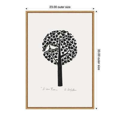 Sylvie Black and White Love Tree Linocut Framed Canvas by Giuliana Lazzerini