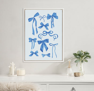 Sylvie Blue Bows Framed Canvas by Honey Island Studio