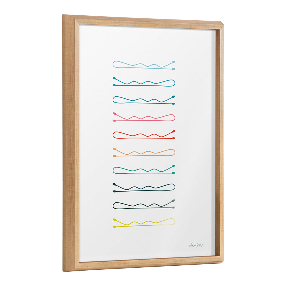 Blake Colorful Bobby Pins Framed Printed Glass by Leonora Jennifer by kateandlaurel - main product image for Resin Society