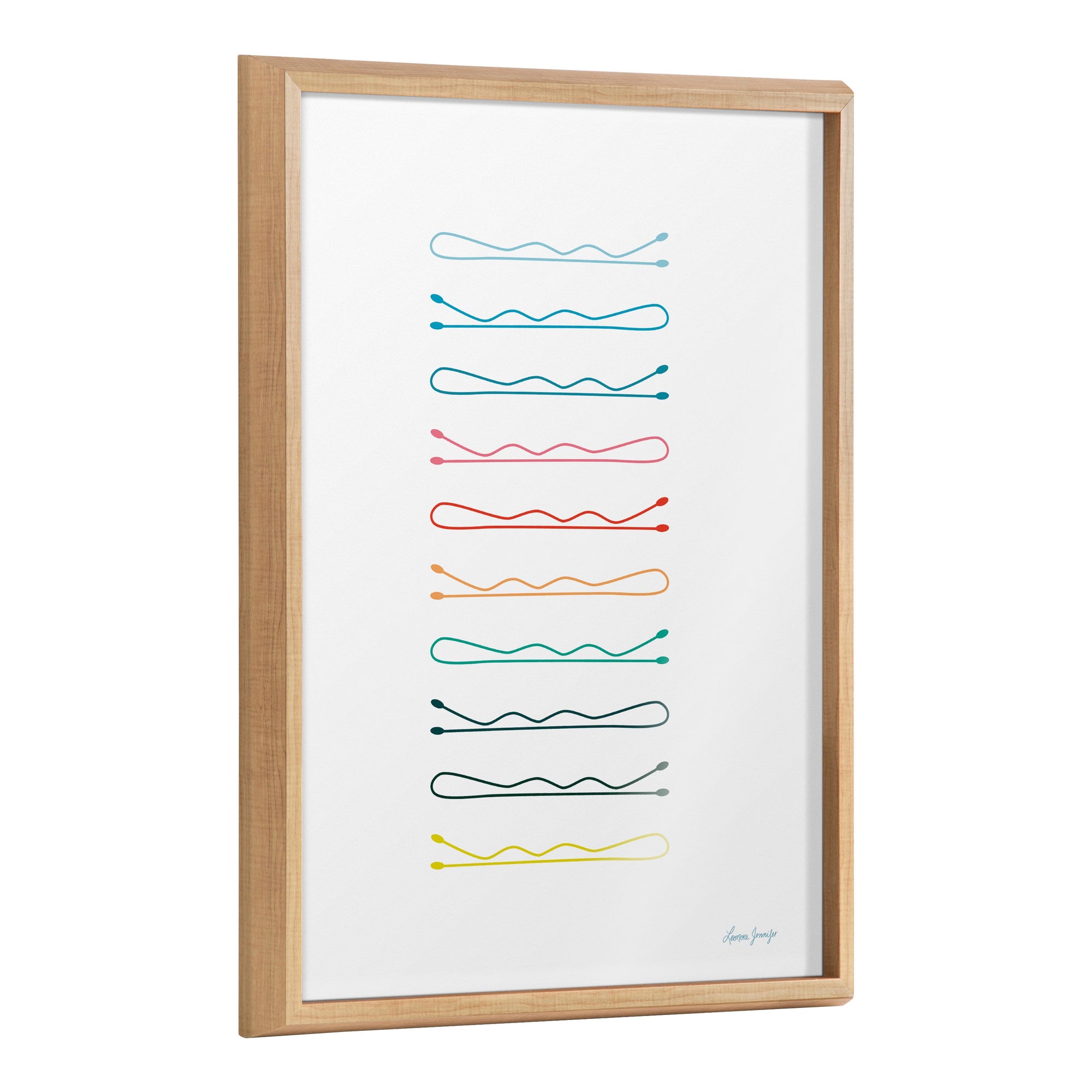 Blake Colorful Bobby Pins Framed Printed Glass by Leonora Jennifer by kateandlaurel - main product image for Resin Society