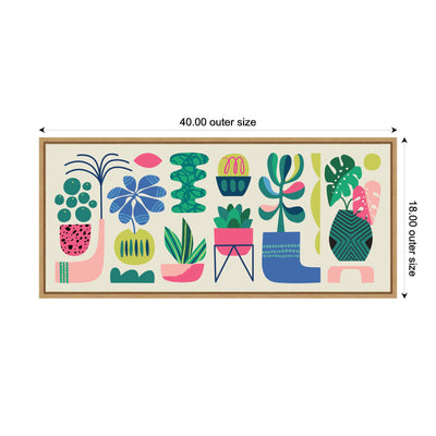 Sylvie Retro Bright Floral and Succulent Panel Framed Canvas by Rachel Lee